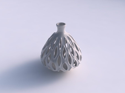 vase twisted cylindrical compressed smooth cuts extruded edges high neck wide middle house decor 3d print model - Mito3D