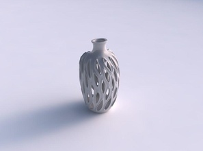 vaso torcido cilíndrico fino suave cortes extrudado arestas alto pescoço ondulado casa decoração 3d print model - Mito3D