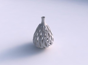 vase twisted cylindrical slim smooth cuts extruded edges high neck wide middle house decor 3d print model - Mito3D