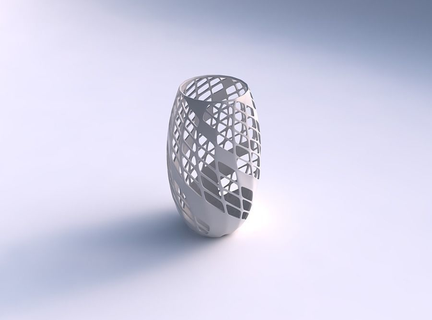 vaso torcido diagonal rede treliça 3 casa decoração 3d print model - Mito3D