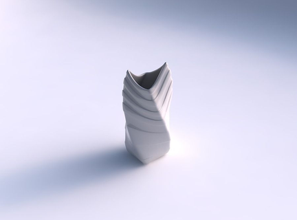 vaso contorto arco quadratico liscio orizzontale nastri piatto arredamento architettonico decorazione casa 3d print model - Mito3D