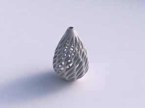 vase twisted drop shape smooth cuts extruded top squeezed house decor 3d print model - Mito3D