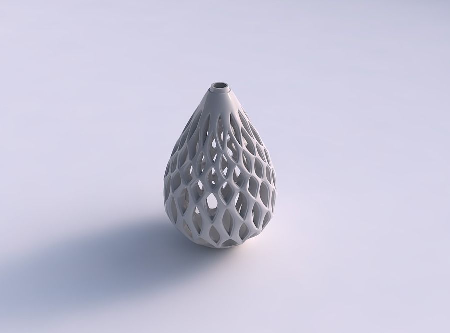 vase twisted drop shape smooth cuts extruded top squeezed house decor 3D print model - Mito3D