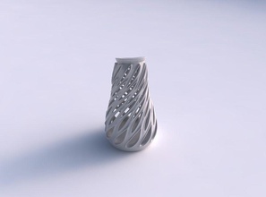 vase twisted flared smooth cuts extruded edges eccentric house decor 3d print model - Mito3D