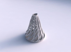 vase twisted abgefackelt glatte Schnitte extrudierten Kanten oben gestreckt Haus glatt extrudiert top Dekor 3d print model - Mito3D