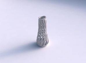 vase twisted flared smooth cuts extruded edges streched wavy house decor 3d print model - Mito3D