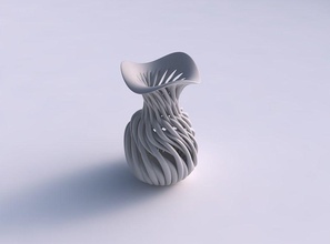 vase twisted Krug Muskel-Struktur gewellt top Haus jug Muskel - Struktur wellig Dekor 3d print model - Mito3D