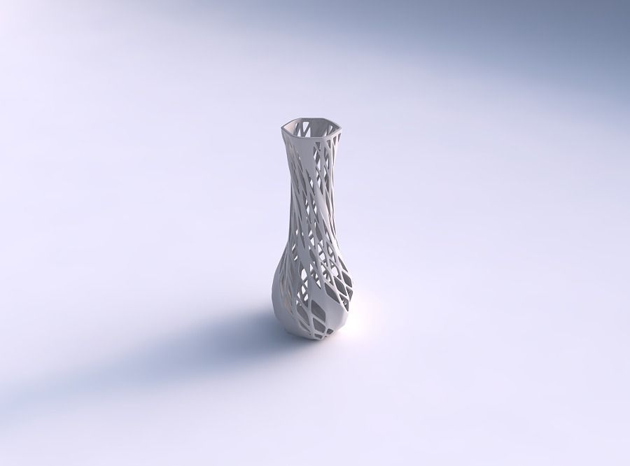 vase verdrehte größer öffnung hexagon diagonale gitter 3 gericht dekor architektonisch dekoration haus 3D print model - Mito3D