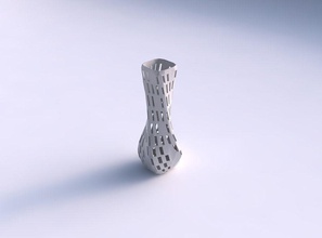 vase twisted larger opening rectangle checker grid lattice 2 house decor 3d print model - Mito3D