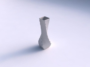 vase twisted larger opening rectangle diagonal grid dents house decor 3d print model - Mito3D