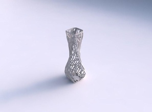 vase twisted larger opening rectangle organic lattice house decor 3d print model - Mito3D