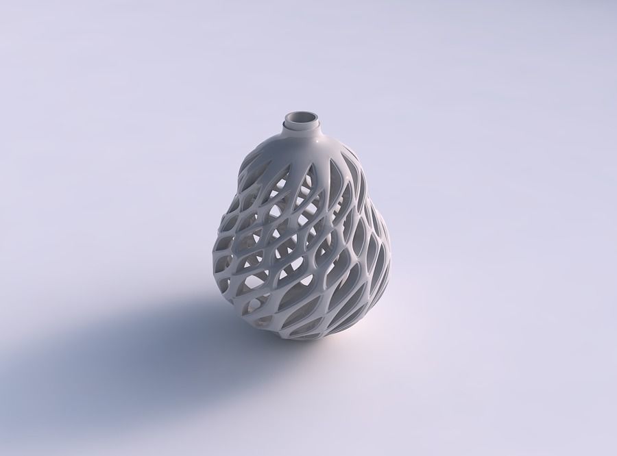 vase twisted pear shape glatte Schnitte extrudierte oben drückte Haus Birne Form glatt extrudiert top gepresste Dekor 3D print model - Mito3D