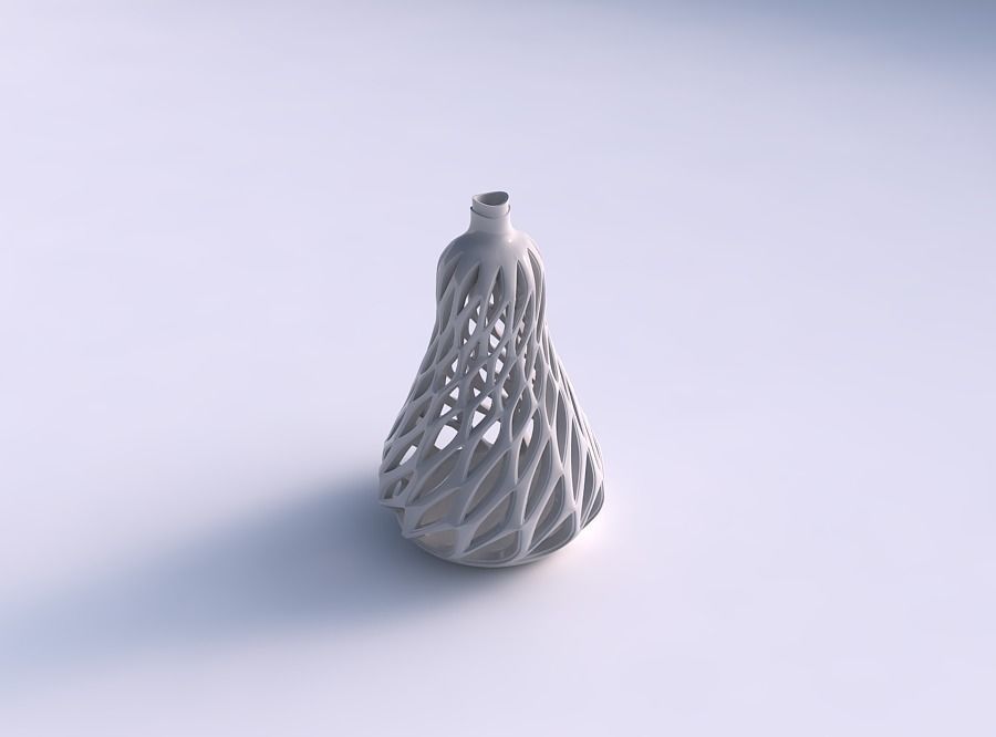 vase twisted pear shape smooth cuts extruded top streched house decor 3D print model - Mito3D