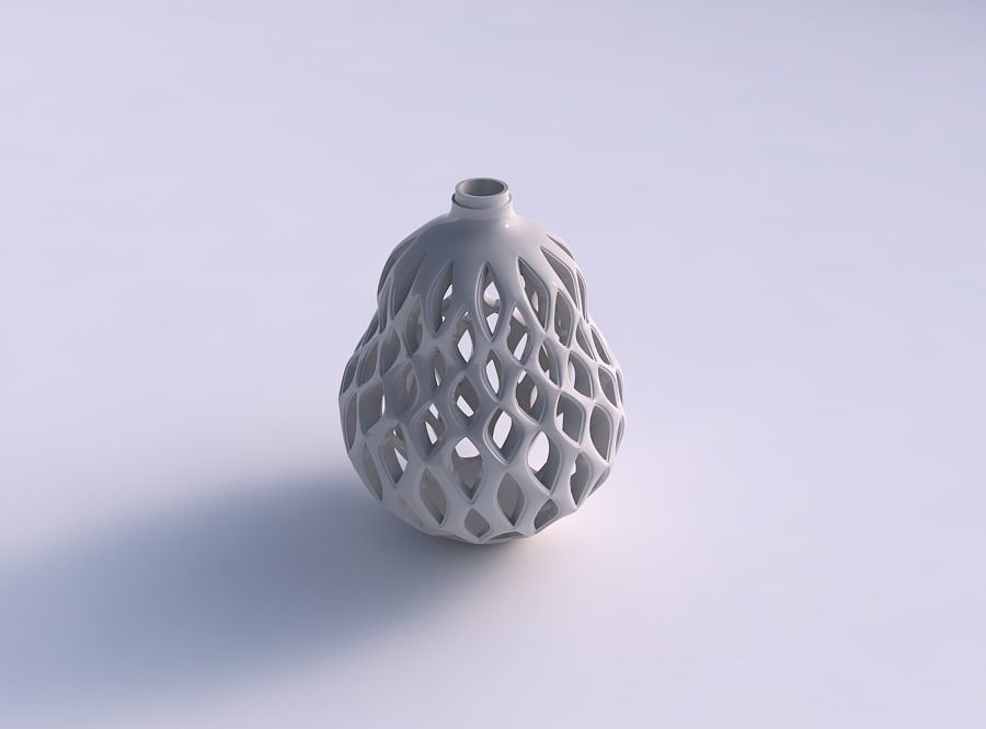 vase twisted pear shape glatte Schnitte extrudierte oben verdreht, gequetscht Haus Birne Form glatt extrudiert top gepresste Dekor 3D print model - Mito3D