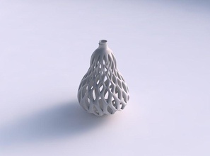 vase twisted pear shape smooth cuts extruded top wide middle house decor 3d print model - Mito3D