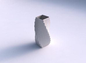 florero retorcido cuadrático diagonal cuadrícula abolladuras plato decoración arquitectónico casa 3d print model - Mito3D