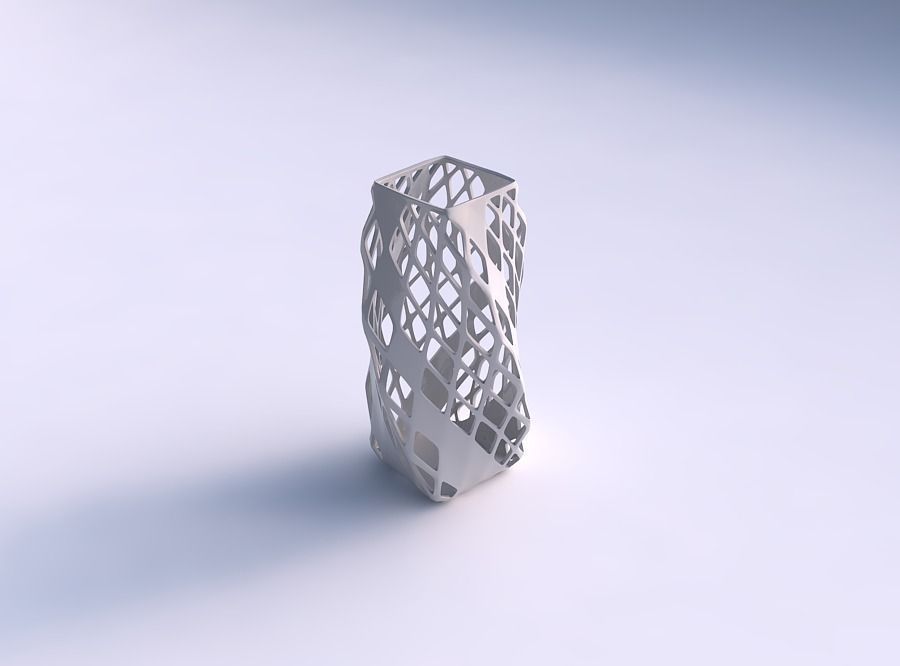 vazo bükülmüş ikinci dereceden diyagonal kafes kafes 3 tabak dekor mimari dekorasyon ev 3D print model - Mito3D