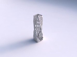vase twisted rectangle diagonal grid lattice 3 house decor 3d print model - Mito3D