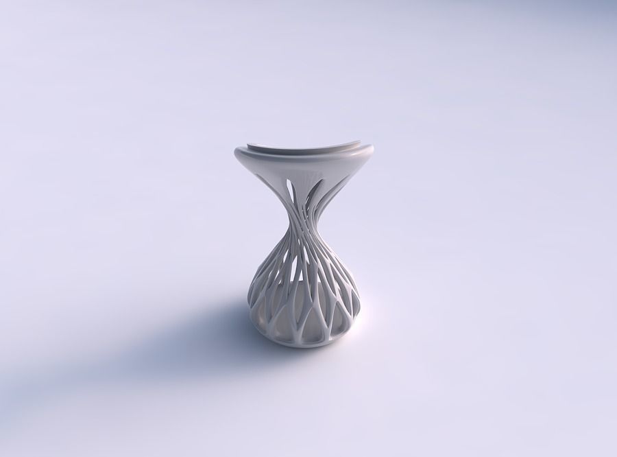 vase twisted sand clock smooth beveled cuts extruded eccentric house decor 3D print model - Mito3D