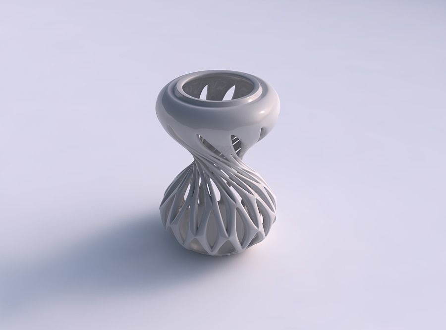vase twisted sand clock smooth beveled cuts extruded squeezed house decor 3D print model - Mito3D