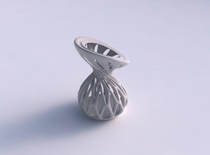 vase twisted sand clock smooth beveled cuts extruded squeezed streched corner house decor 3d print model - Mito3D