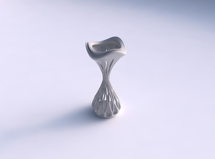 vazo bükülmüş kum saat pürüzsüz eğimli Kesikler ekstrüde üst gergin dalgalı ev dekor 3d print model - Mito3D