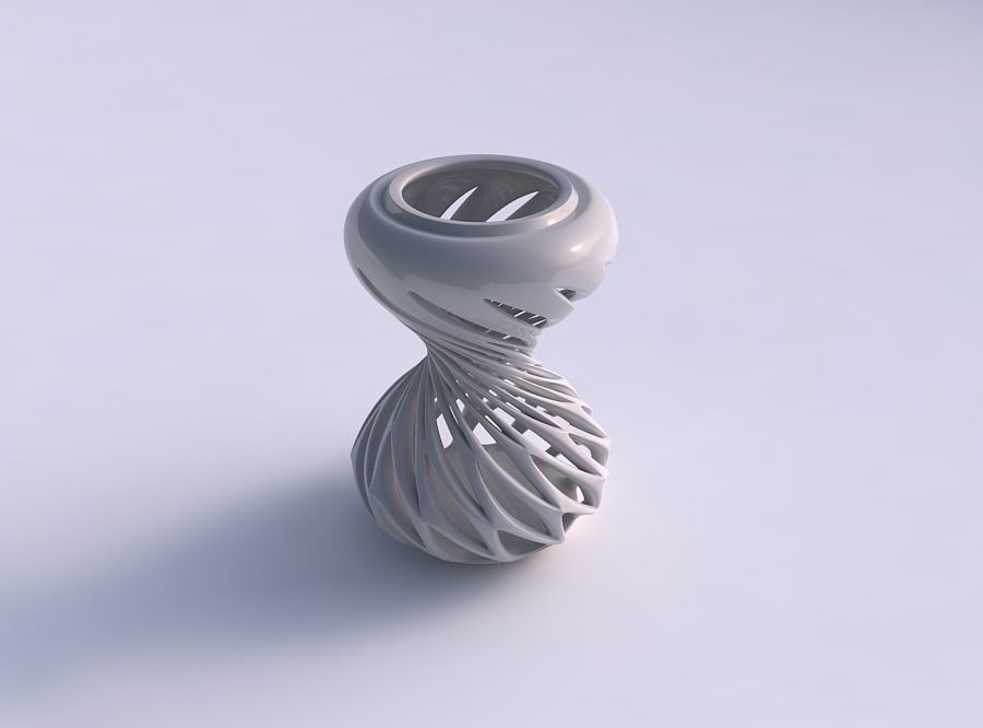vase tordu montre de sable lisse biseauté coupes extrudé haut serré maison l'horloge les coupures pressé décor 3D print model - Mito3D