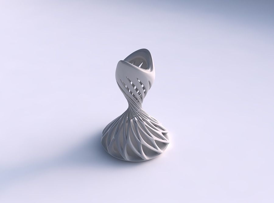 vase twisted sand clock smooth beveled cuts extruded top streched house decor 3D print model - Mito3D