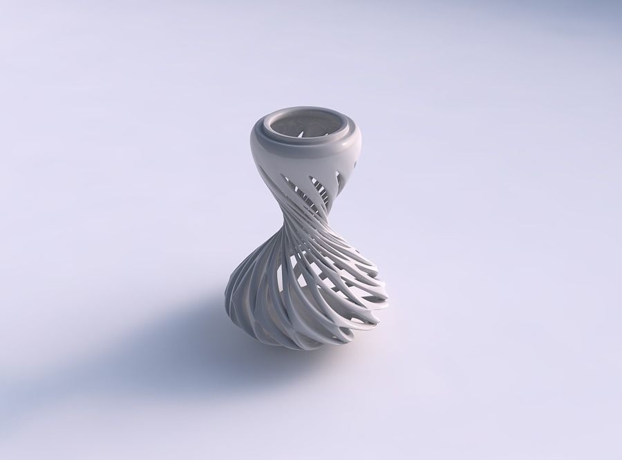 vase twisted sand clock smooth beveled cuts extruded top wide middle house decor 3D print model - Mito3D