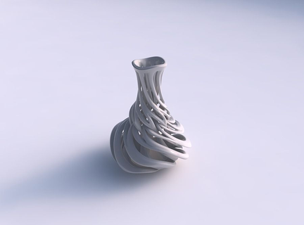 vaso torcido fino esférico chanfrado entrelaçando linhas cônico 2 ondulado casa decoração 3d print model - Mito3D