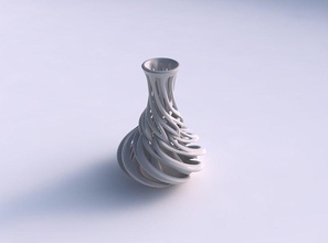 vaso torcido fino esférico chanfrado entrelaçando linhas cônico 2 casa decoração 3d print model - Mito3D