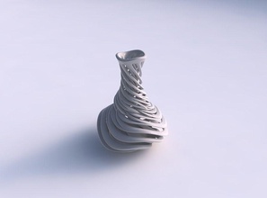 vase verdrehte schlank kugelförmig abgeschrägt verflechtung linien verjüngt 2 wellig haus dekor 3d print model - Mito3D