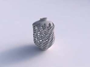 vase verdrehte kugelförmig komprimiert glatt schneidet extrudiert exzenter haus dekor 3d print model - Mito3D