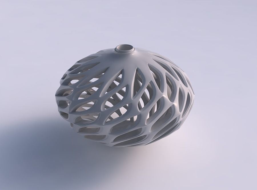 vazo küresel sıkıştırılmış alt düzgün kesim üst sıkılmış çekilmiş bükülmüş ev pürüzsüz keser dekor 3D print model - Mito3D