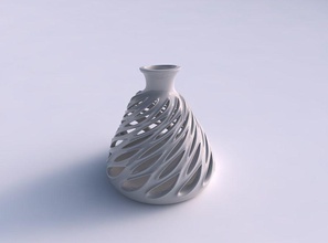 vase twisted spherical flared smooth cuts extruded edges high neck eccentric house decor 3d print model - Mito3D