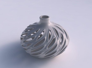 vase twisted spherical flared smooth cuts extruded edges high neck squeezed house decor 3d print model - Mito3D