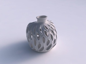 vaso torcido esférico queimado suave cortes extrudado arestas alto pescoço ondulado casa decoração 3d print model - Mito3D