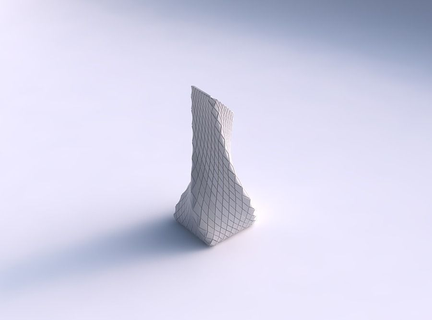 vase twisted squeezed bent quadratic diagonal grid plates dish decor architectural decoration house 3d print model - Mito3D