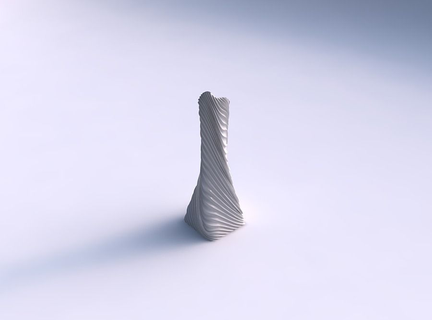 vase twisted squeezed bent rectangle 2 wavy extruded lines house decor 3d print model - Mito3D