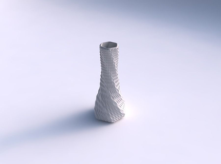 vase tordu pressé hexagone grille piramides plat décor architectural décoration maison 3d print model - Mito3D