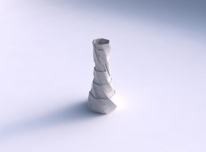 vase tordu pressé hexagone tranchant rubans plat décor architectural décoration maison 3d print model - Mito3D
