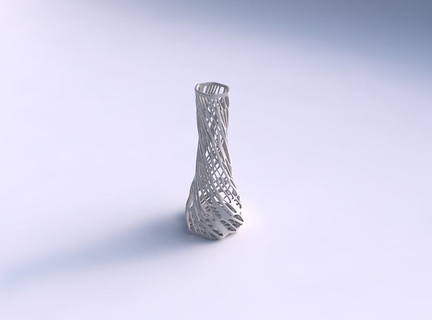 vase tordu pressé hexagone biologique treillis plat décor architectural décoration maison 3d print model - Mito3D