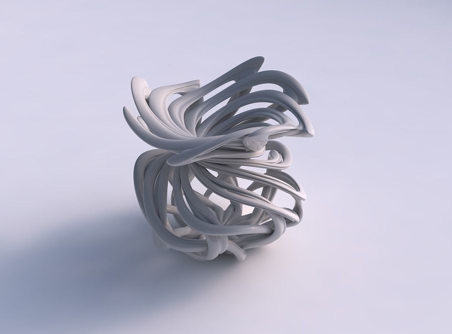 florero retorcido exprimido medio entrelazado enrejado impreso líneas ondulado casa decoración 3D print model - Mito3D