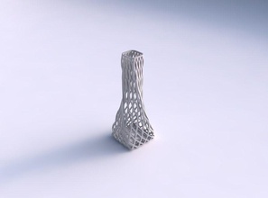 vase twisted squeezed rectangle diagonal grid lattice house decor 3d print model - Mito3D