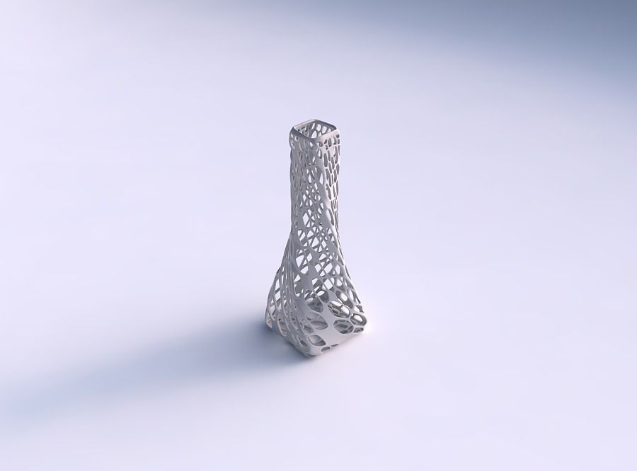 vase twisted drückte Rechteck twisted-Dichte Bio-Gitter Haus gepresste dicht Bio Gitter Dekor 3D print model - Mito3D