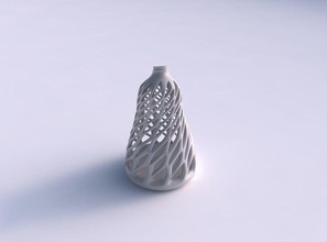 vase twisted tapered smooth cuts extruded top eccentric house decor 3d print model - Mito3D