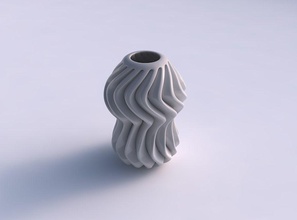 vazo dalgalı sıkılmış orta çekilmiş çizgiler ev dekor 3d print model - Mito3D