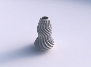 vase wavy squeezed mid extruded lines wide middle house decor 3d print model - Mito3D