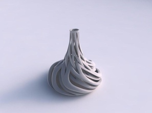 vase wide bottom long slim neck intertwining lines twisted tapered 2 wavy house decor 3d print model - Mito3D