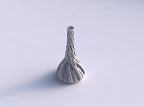vaso largo sottile collo intreccio linee contorto conico casa arredamento 3d print model - Mito3D